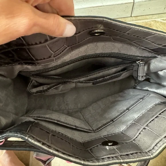 Michael Kors Grey Croc Embossed Hamilton Studded Tote - Picture 14 of 16